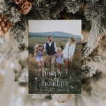 Vintage Happy Holidays Christmas Photo Vertical Holiday Card<br><div class="desc">Fun and festive Christmas photo card featuring vintage font with swirl that says "happy holidays" with stars around. Add your family photo.</div>