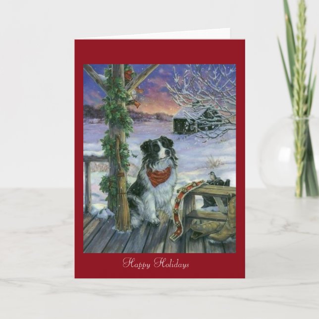Vintage Happy Holidays Holiday Card (Front)