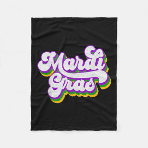 Vintage Happy Mardi Gras Beads Masquerade Costume Fleece Blanket