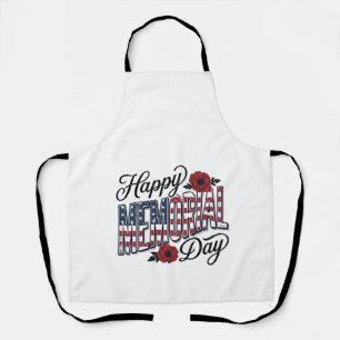 Vintage Happy Memorial Day Poppy Flag Shirt Design Apron