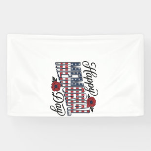 Vintage Happy Memorial Day Poppy Flag Shirt Design Banner