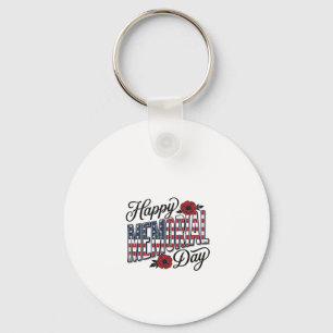 Vintage Happy Memorial Day Poppy Flag Shirt Design Keychain