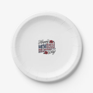 Vintage Happy Memorial Day Poppy Flag Shirt Design Paper Plate