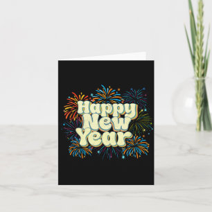 Vintage Happy New Year Fireworks New Year's Eve Ki Card