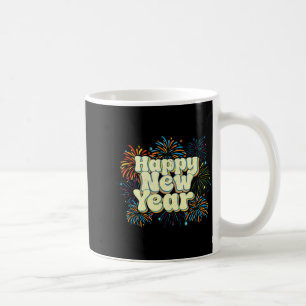 Vintage Happy New Year Fireworks New Year's Eve Ki Coffee Mug