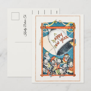 Vintage Happy New Year Greetings Holiday Postcard