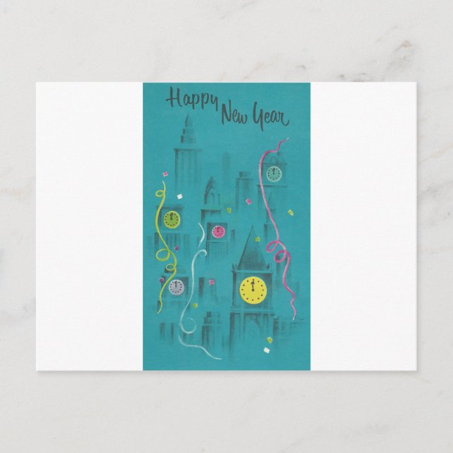 Vintage Happy New Year Holiday Postcard (Front)