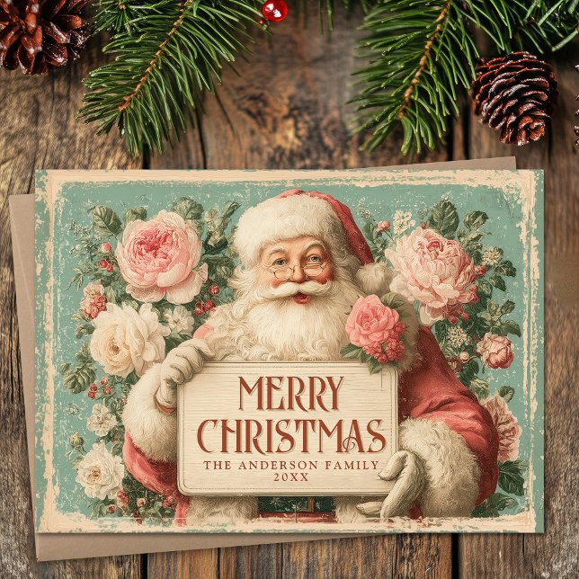 Vintage Happy Santa Christmas  Holiday Card (Vintage Happy Santa Christmas Holiday Card)