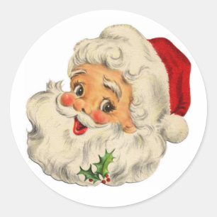 Vintage Happy Santa Claus Classic Round Sticker