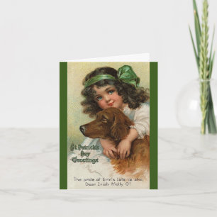 Vintage Happy St. Patrick's Day Cute Irish Girl Card