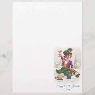 Vintage Happy St Patricks Day Shamrock Champagne