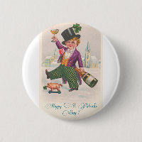 Vintage Happy St Patricks Day Shamrock Champagne