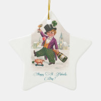 Vintage Happy St Patricks Day Shamrock Champagne