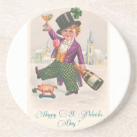 Vintage Happy St Patricks Day Shamrock Champagne