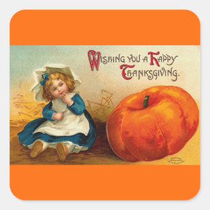 Vintage Happy Thanksgiving Holiday Square Sticker