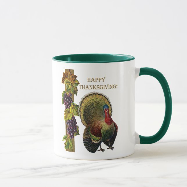 Vintage Happy Thanksgiving Turkey Mug (Right)