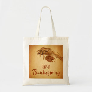 Vintage Happy Thanksgiving Wheat Corn Tote Bag