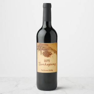Vintage Happy Thanksgiving Wheat Corn Wine Label