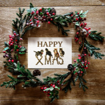 Vintage Happy Xmas Cute Cat Kitten Christmas