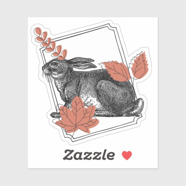 Vintage Hare & Autumn Leaves - Rustic Art (Sheet)