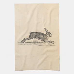 Vintage Hare Bunny Rabbit 1800s Illustration Kitchen Towel