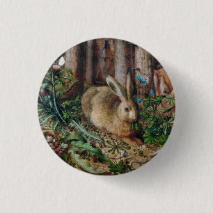Vintage Hare in the Forest - Hans Hoffmann 1 Inch Round Button