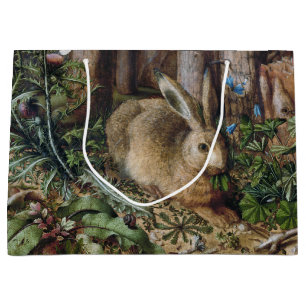 Vintage Hare Woodland Nature Dark Cottagecore Large Gift Bag