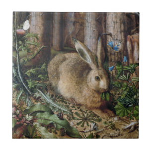 Vintage Hare Woodland Nature Dark Cottagecore Tile