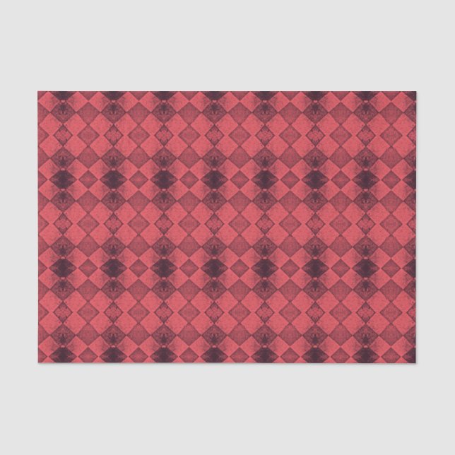 Vintage Harlequin Diamond Red Black Pattern Tissue Paper (Front)
