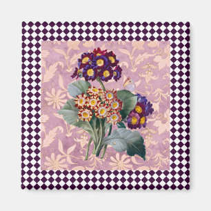Vintage Harlequin Garden Flower Panel Magnet