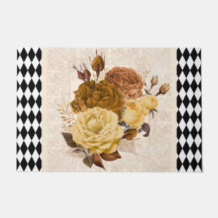 Vintage Harlequin Garden Roses  Doormat