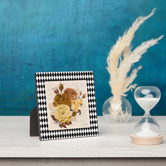 Vintage Harlequin Garden Roses   Plaque (Insitu)