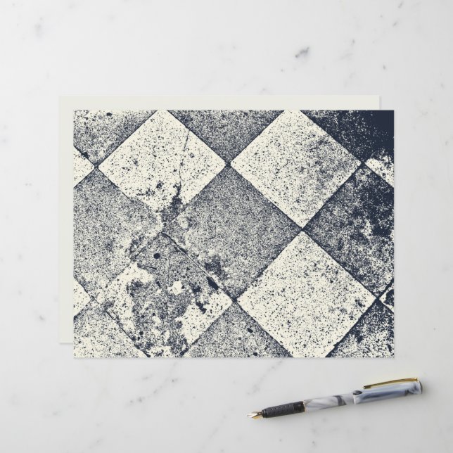 Vintage Harlequin Inspired Black And White Texture (Front/Back In Situ)