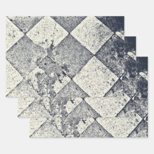 Vintage Harlequin Inspired Black And White Texture Wrapping Paper Sheet