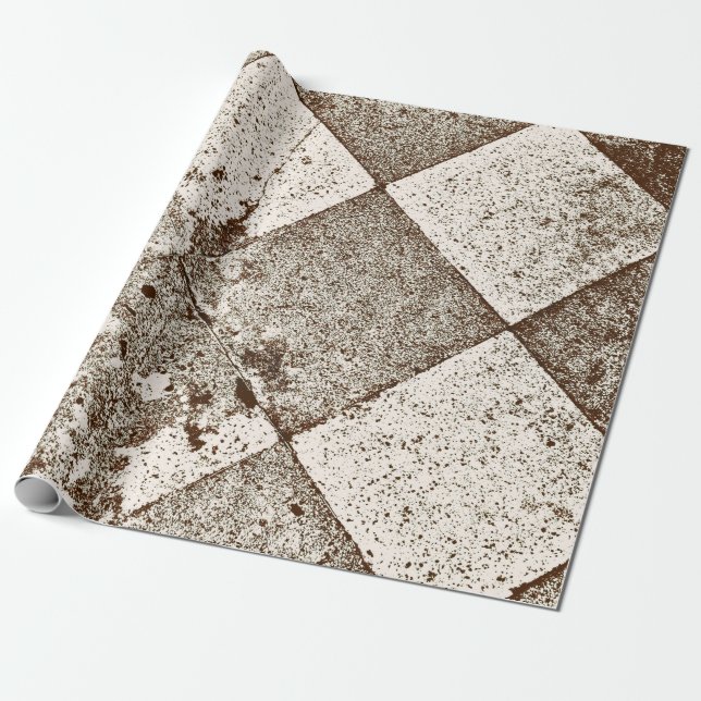Vintage Harlequin Inspired Old Sepia Texture Wrapping Paper (Unrolled)