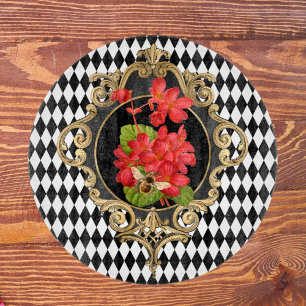 Vintage Harlequin Red Begonias Cutting Board