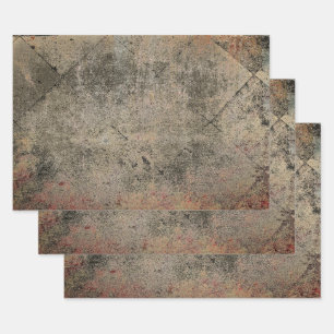 Vintage Harlequin Sepia Brown Black Grunge Texture Wrapping Paper Sheet
