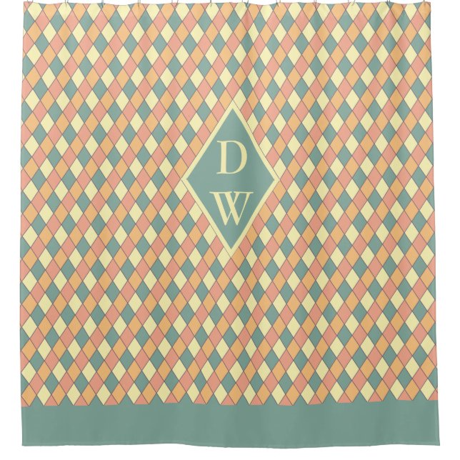 Vintage Harlequine Diagonal in Pastels Monogram (Front)