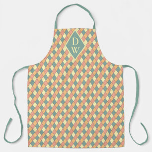 Vintage Harlequine Diagonal in Pastels Monogram Apron