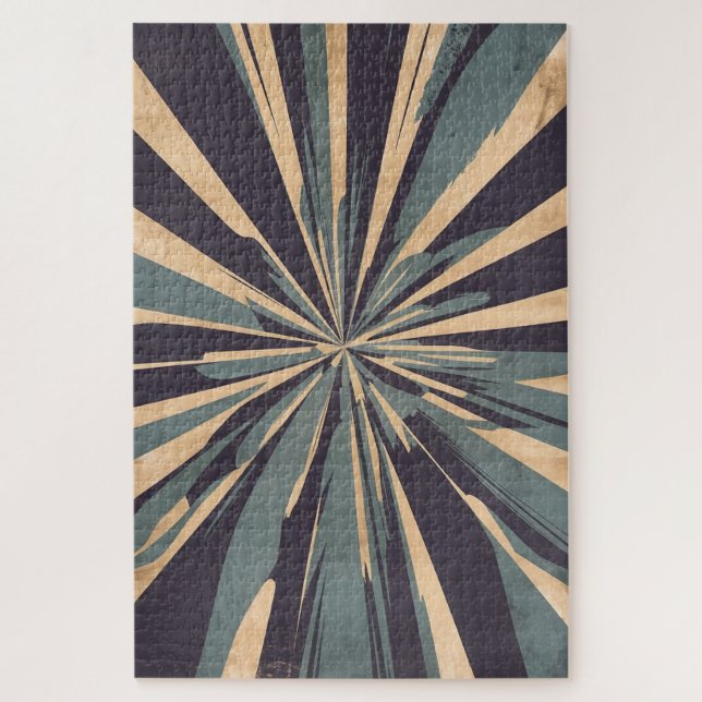 Vintage Harmony in Blue | Retro Geometric Puzzle (Vertical)