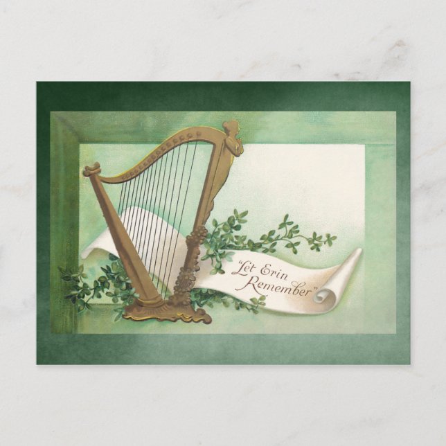 Vintage Harp St. Patrick's Day Postcard (Front)