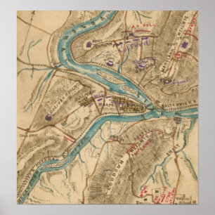 Vintage Harpers Ferry Civil War Map (1862) Poster