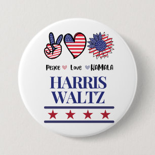 Vintage Harris and Walz 2024 Election T-Shirt 3 Inch Round Button