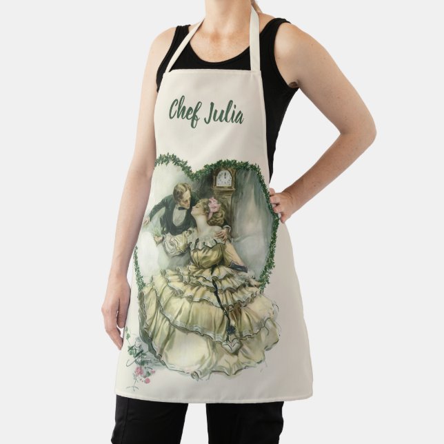 Vintage Harrison Fisher, Christmas Bride and Groom Apron (Insitu)