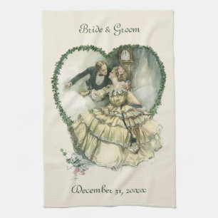 Vintage Harrison Fisher, Christmas Bride and Groom Kitchen Towel