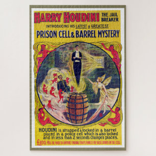 Vintage Harry Houdini Prison Cell & Barrel Mystery Jigsaw Puzzle