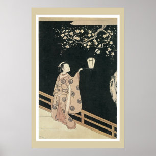 Vintage Harunobu Plum Blossom Japanese Poster