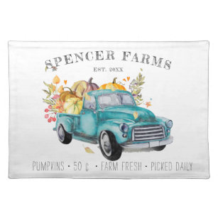 Vintage Harvest Truck   Family Name Personalized Placemat