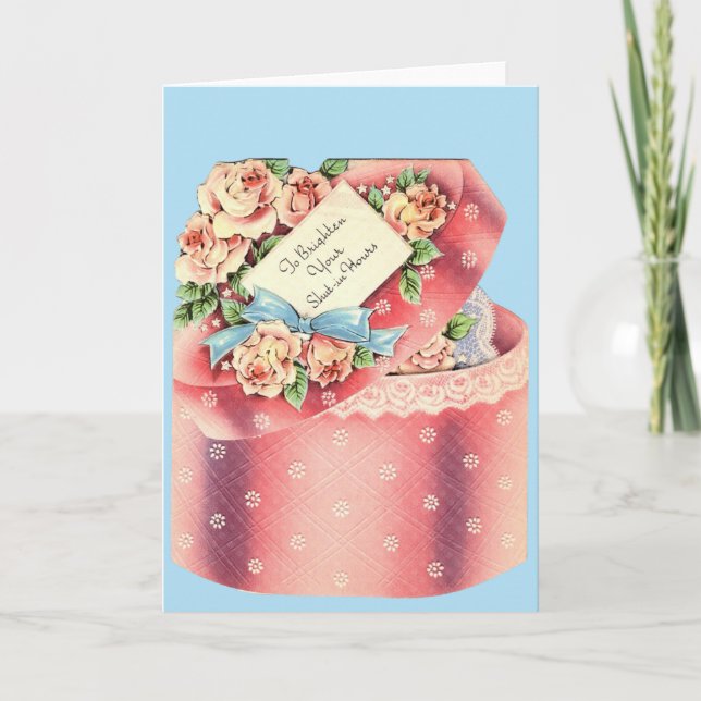 Vintage Hat Box Get Well Card (Front)