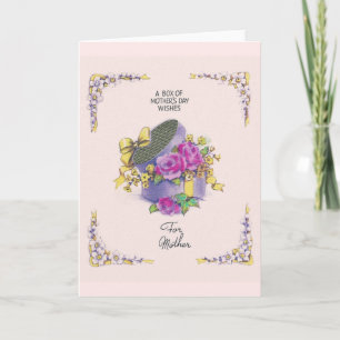 Vintage Hat Box with Flowers Mother's Day Card